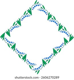 Floral square frame. Flowers bells. Vector illustration.	