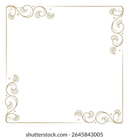 Floral square frame with scrolls and leaves. Vintage corner border for stationery and print.