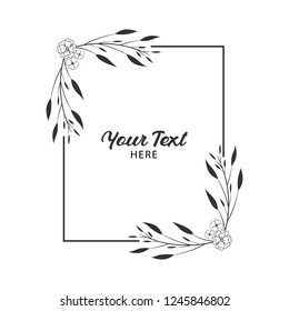 floral square frame Simple wedding wreath vector hand drawn illustration