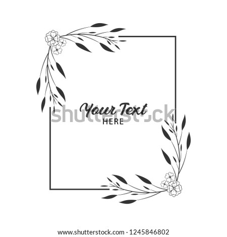 floral square frame Simple wedding wreath vector hand drawn illustration