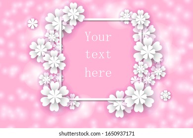 Floral square frame with space for text framed with paper flowers