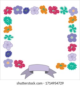Floral square frame. Suitable for decorating invitations, holidays, banners, cards, advertising.