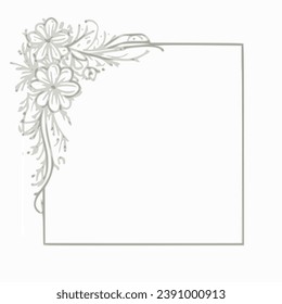 floral square frame vector Illustration