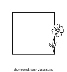 Floral square frame. Vintage botanical hand drawn element for design  invitations, cards and labels. Natural ornaments. Vector illustration.