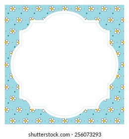Floral square frame with vintage elements - illustration.
