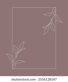 Floral and square hand drawn style. Floral navy frame of twigs, leaves and flowers. Frames for the Valentine's day, wedding decor, logo and identity template.