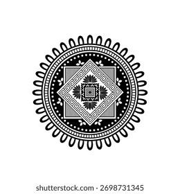 Ilustración vectorial de diseño de patrón de adorno de mandala cuadrado floral