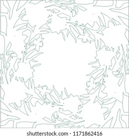 Floral square ornament border with hand drawn flowers daffodils, narcissus. Color contour floral elements on white. For wedding design, greeting card mock up.