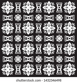 Floral square pattern black and white vector drawn