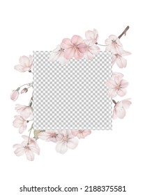 Floral square photo frame decorate with Somei Yoshino sakura flowers