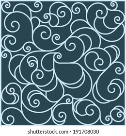 Floral square swirl pattern from ornamental scrolls and curl