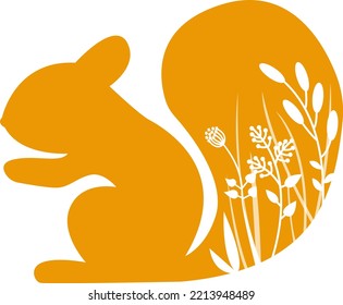 Floral squirrel pictogram isolated vector illustration for design