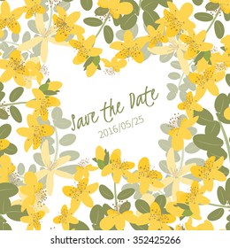Floral  St. John's wort retro vintage background, vector illustration