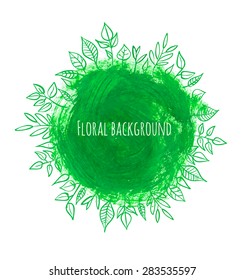 Floral stain Background Decorated With Leafs