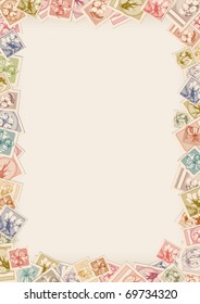 Fondo de estampillas florales con espacio para texto
