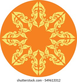 Floral Star Butterfly in Circle vector illustration, Southeast Asia Art Design