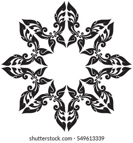 Floral Star Butterfly in Circle vector illustration, Southeast Asia Art Design