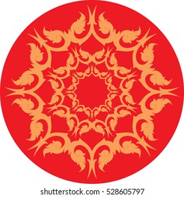 Floral Star in Circle Vector illustration, Tattoo, Image. Southeast Asia Art Design