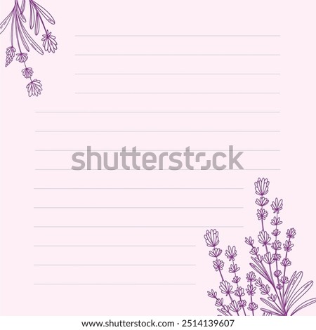 Floral stationery, lined floral note paper. Note cards with flowers, elegant and feminine letterhead. Can be used for writing diaries and notebooks. 