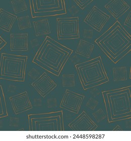 Floral stems composed as square shapes in this art deco style geometric repeat pattern