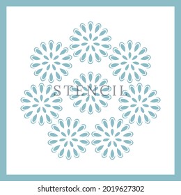 Floral stencil laser cutting template silhouette. 