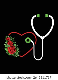 Floral Stethoscope Flower Heart For Sweet Nurse