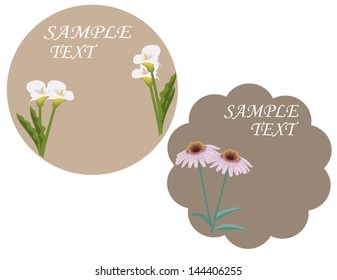 Floral stickers with sample text,vector illustration