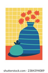 Floral Still Life Painting Vector Illustration