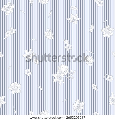 Floral Stripe Pattern Background Fabric Printable