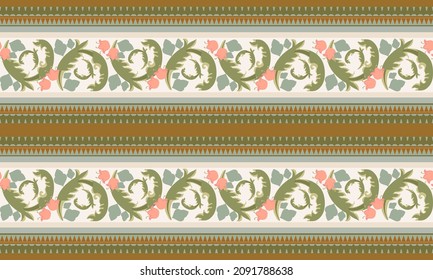 Floral stripe pattern vector.beautiful lace illustration.