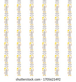 Floral striped pattern. Autumn background with floral stripes of branches and leaves in flat style. Vector 8 EPS.