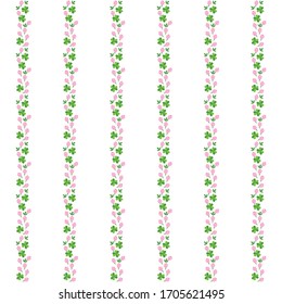 Blumengestreiftmuster. Illustration von Streifen aus Klee auf weißem Hintergrund. Vektorillustration 8 EPS.