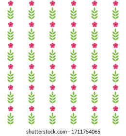 Floral striped pattern. Illustration of stripes made of pink flowers in rustic style on a white background. Vector 8 EPS.