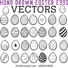 Floral and striped patterned Easter Egg Vectors