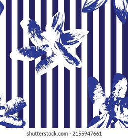 Floral striped seamless pattern design for fashion textiles and graphics