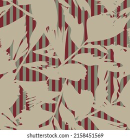 Floral striped seamless pattern design for fashion textiles and graphics