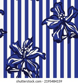 Floral striped seamless pattern design for fashion textiles and graphics