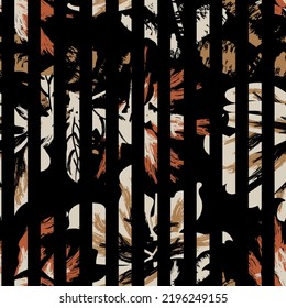 Floral striped seamless pattern design for fashion textiles and graphics