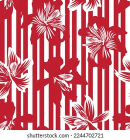Floral striped seamless pattern design for fashion textiles and graphics