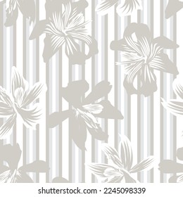 Floral striped seamless pattern design for fashion textiles and graphics