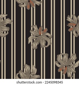 Diseño de patrones sin soldadura a rayas florales para textiles y gráficos de moda