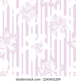 Floral striped seamless pattern design for fashion textiles and graphics