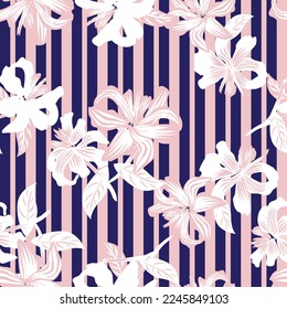 Floral striped seamless pattern design for fashion textiles and graphics
