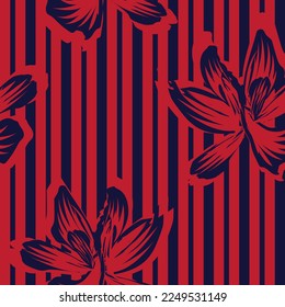 Floral striped seamless pattern design for fashion textiles and graphics