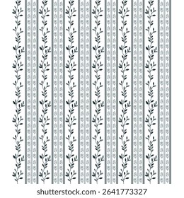 Floral and Stripes Pattern Seamless Vector for fabric, fashion and interior.