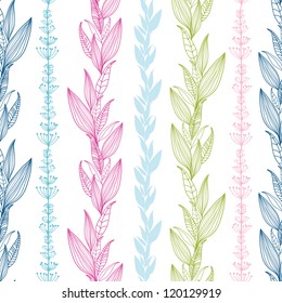 Floral stripes vertical seamless pattern background