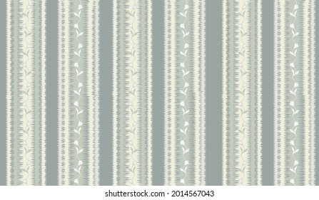 Floral stripy seamless textile pattern. Flourish tiled oriental ethnic background. Abstract stripe  ornament with lines and fantastic flowers and leaves.