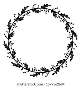 floral style border, frame with leaf and flower illustration, delimiter text or banner, flat design with isolated white background.
