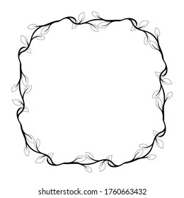 floral style border, frame theme of plant stem and leaf, text border with natural style.