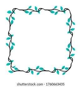 floral style border, frame theme of plant stem and leaf, text border with natural style.